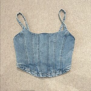 Garage Blue Fitted Bustier Tank Top